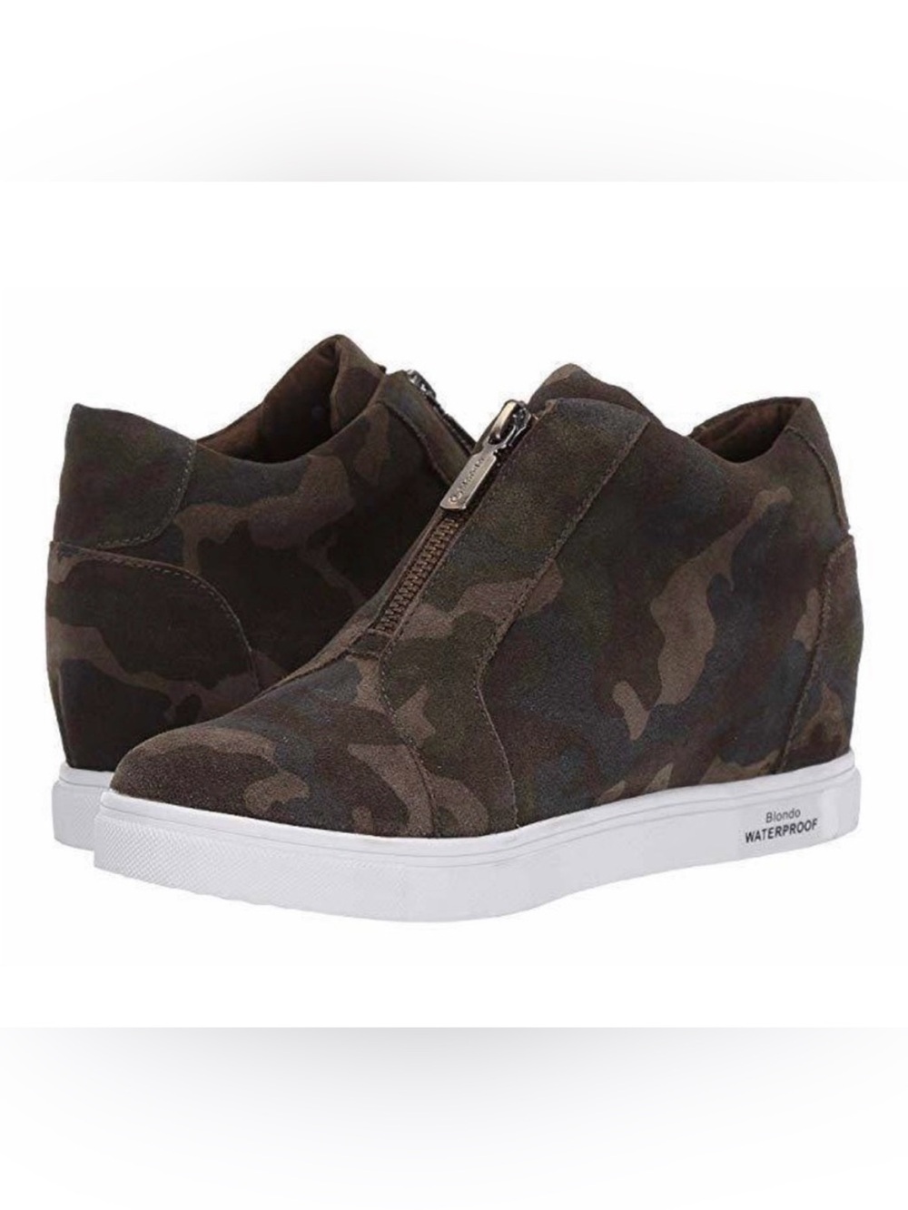 Sorel Women's Camouflage Suede Zip-Front Wedge Sneakers - Olive Green